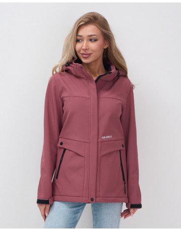 Женская спортивная ветровка с капюшоном softshell малинового цвета