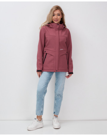 Женская спортивная ветровка с капюшоном softshell малинового цвета