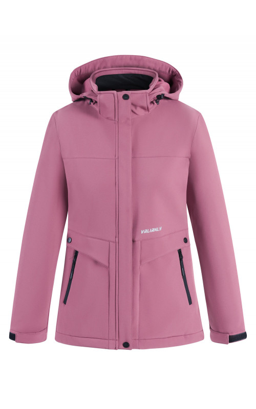 Женская спортивная ветровка с капюшоном softshell малинового цвета