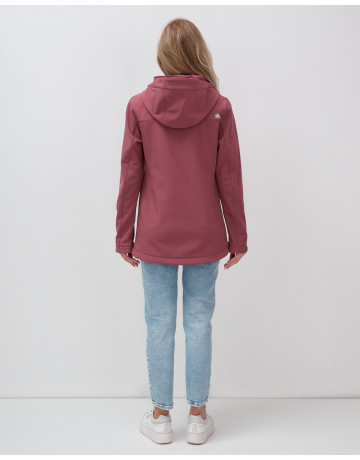 Женская спортивная ветровка с капюшоном softshell малинового цвета