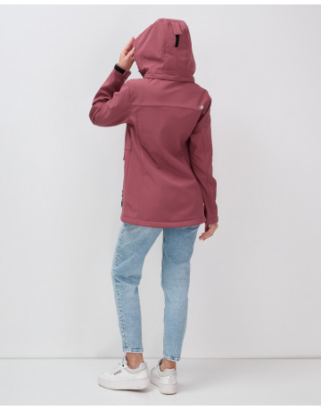 Женская спортивная ветровка с капюшоном softshell малинового цвета