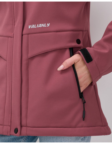 Женская спортивная ветровка с капюшоном softshell малинового цвета