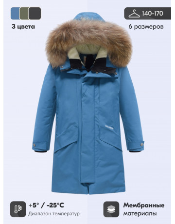 Зимняя парка с мехом енота для мальчика-подростка