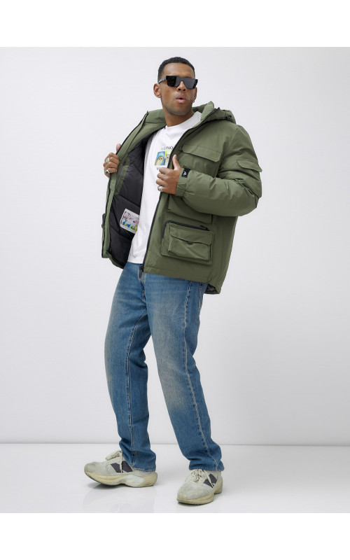 Мужская зимняя куртка большого размера с регулируемым капюшоном