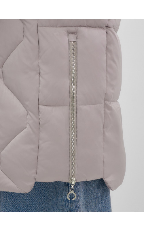 Длинный зимний пуховик с мехом песца.