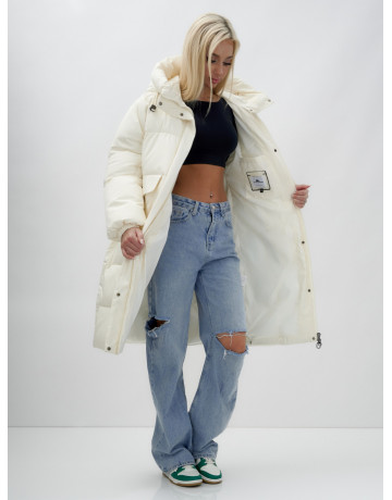 Женская куртка летучая мышь с капюшоном, утеплённая