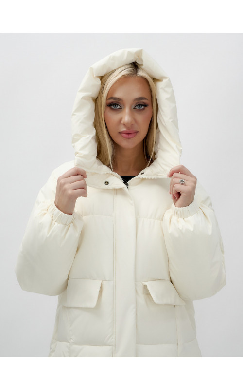 Женская куртка летучая мышь с капюшоном, утеплённая