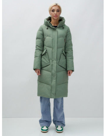 Длинный женский пуховик с капюшоном