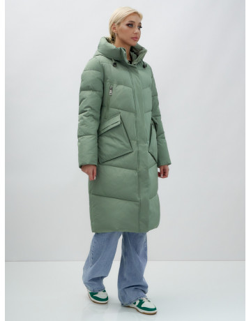 Длинный женский пуховик с капюшоном