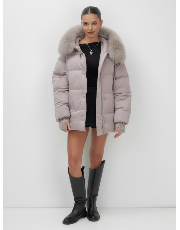 Пуховик с мехом песца, зима 2025, для женщин