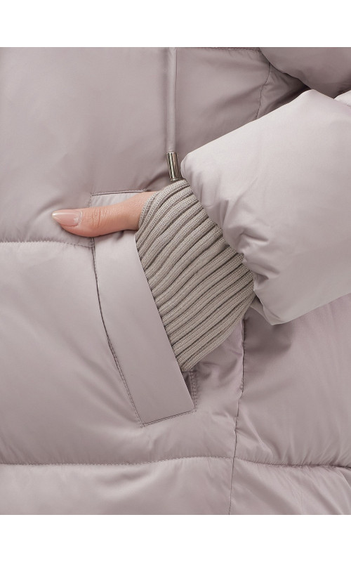 Пуховик с мехом песца, зима 2025, для женщин