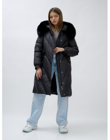 Тёплый женский пуховик с мехом песца