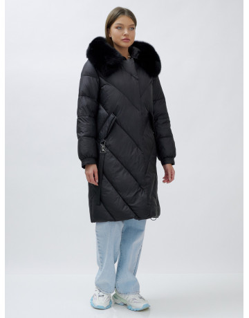 Тёплый женский пуховик с мехом песца