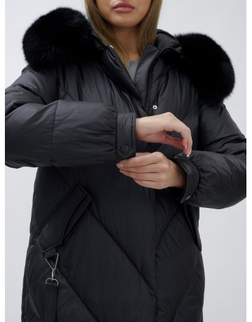 Тёплый женский пуховик с мехом песца