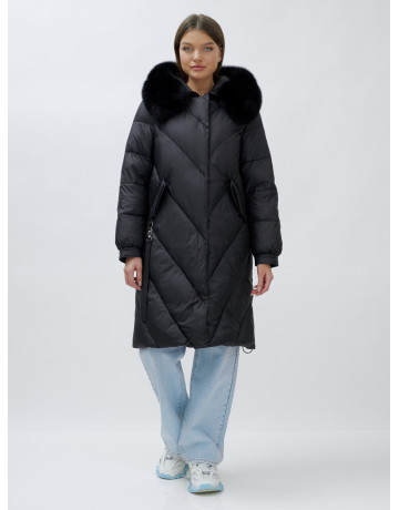 Тёплый женский пуховик с мехом песца