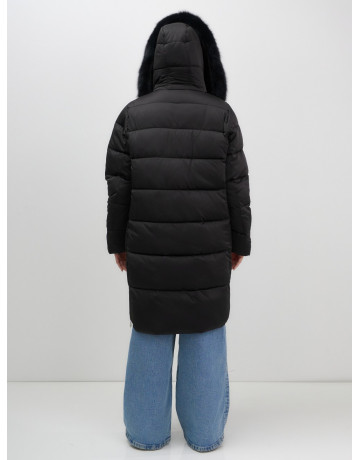 Длинный зимний пуховик с мехом песца.