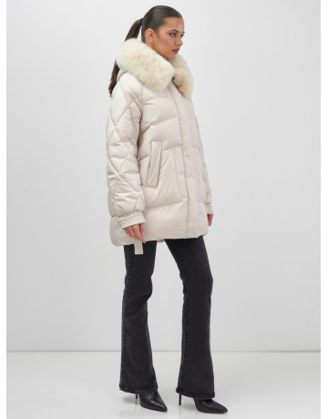 Пуховик для женщин с мехом песца, элегантный и тёплый