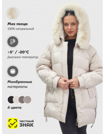 Пуховик для женщин с мехом песца, элегантный и тёплый