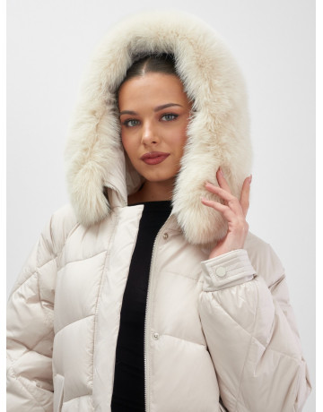 Пуховик для женщин с мехом песца, элегантный и тёплый
