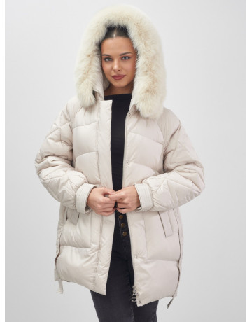 Пуховик для женщин с мехом песца, элегантный и тёплый
