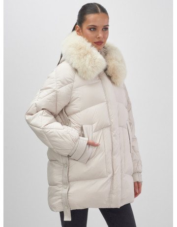 Пуховик для женщин с мехом песца, элегантный и тёплый