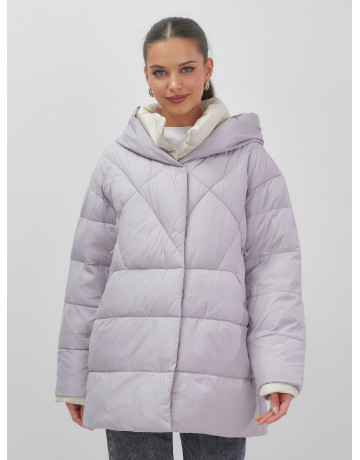 Тёплый женский пуховик большого размера с капюшоном