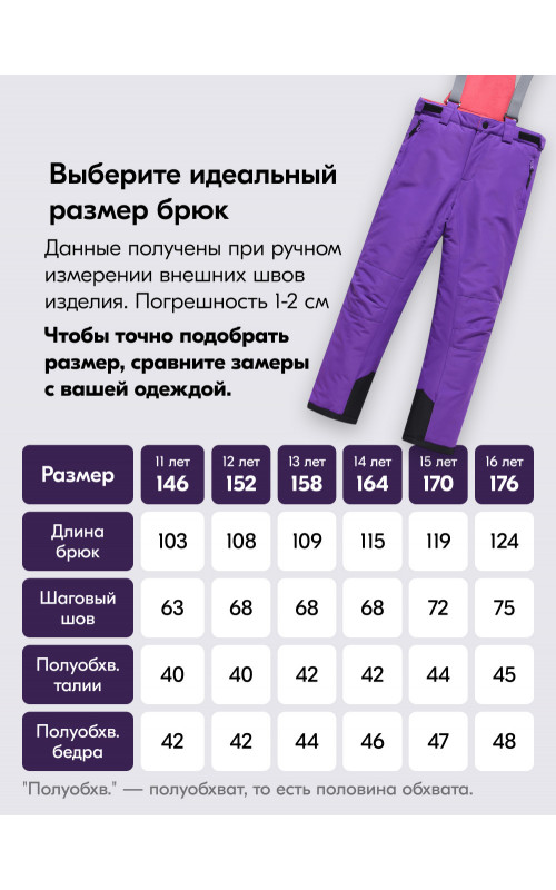 Горнолыжный костюм зимний для девочки, фиолетовый