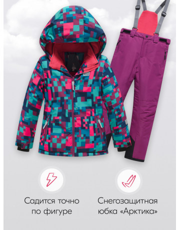 Горнолыжный костюм зимний для девочки бордового цвета