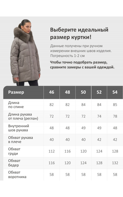 Пуховик зимний женский с мехом и капюшоном, коричневый.