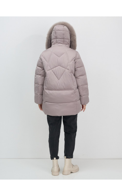 Пуховик для женщин с мехом песца