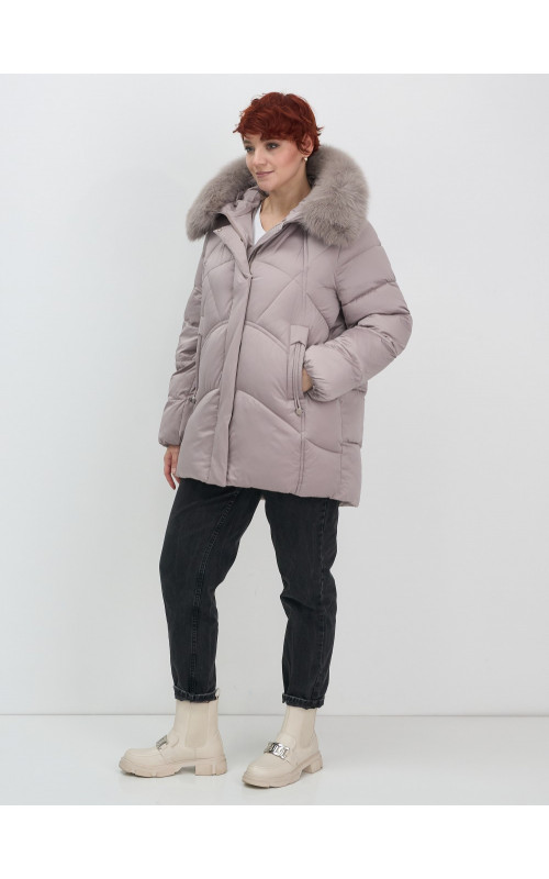 Пуховик для женщин с мехом песца