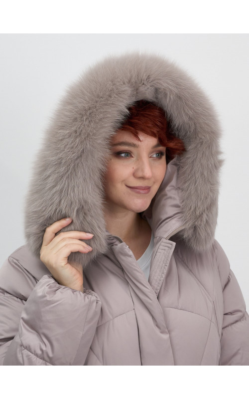 Пуховик для женщин с мехом песца
