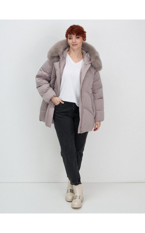 Пуховик для женщин с мехом песца