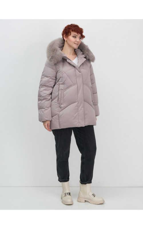 Пуховик для женщин с мехом песца