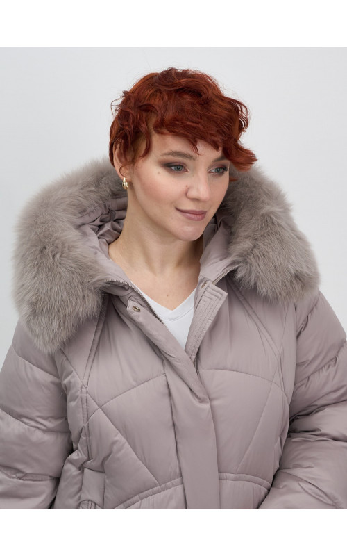 Пуховик для женщин с мехом песца