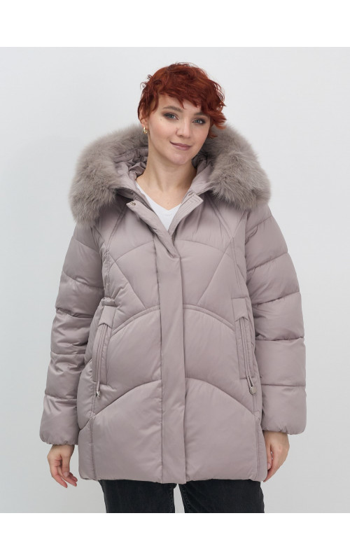 Пуховик для женщин с мехом песца