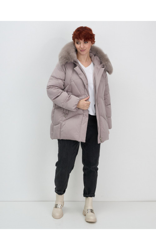 Пуховик для женщин с мехом песца