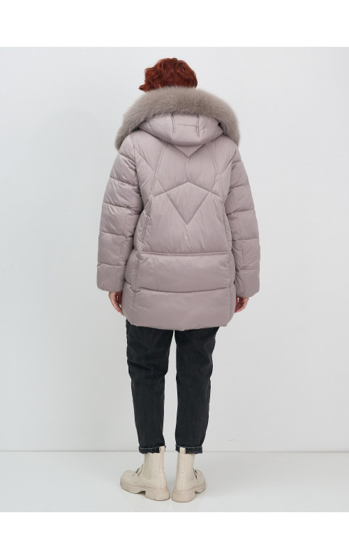 Пуховик для женщин с мехом песца