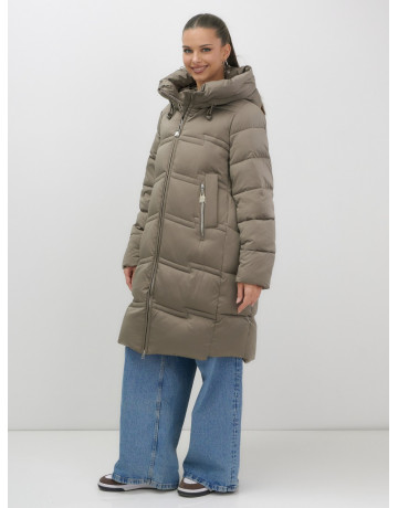 Длинный женский пуховик с капюшоном для зимы