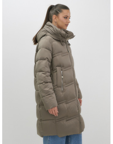 Длинный женский пуховик с капюшоном для зимы