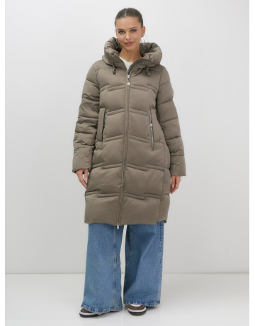 Длинный женский пуховик с капюшоном для зимы