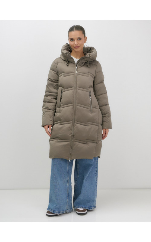 Длинный женский пуховик с капюшоном для зимы