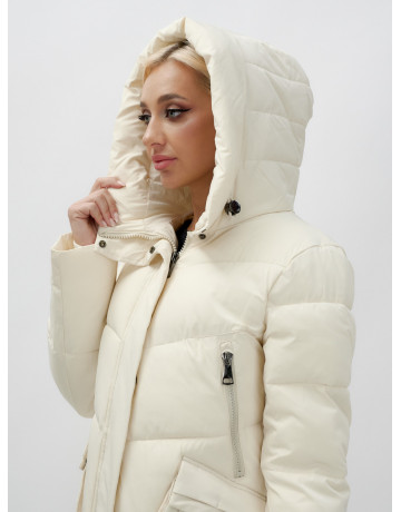 Длинный женский пуховик с капюшоном