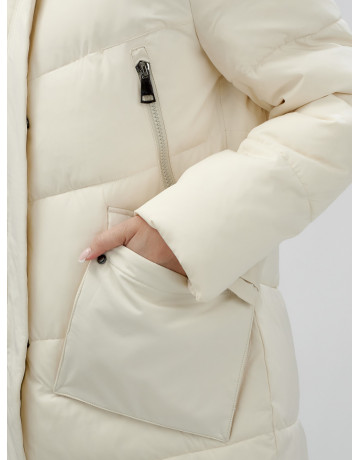 Длинный женский пуховик с капюшоном