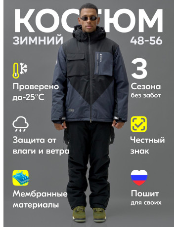 Мужской зимний горнолыжный костюм, тёмно-синий