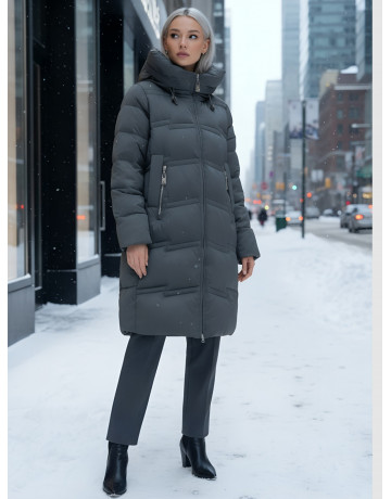 Длинный зимний пуховик для женщин с капюшоном