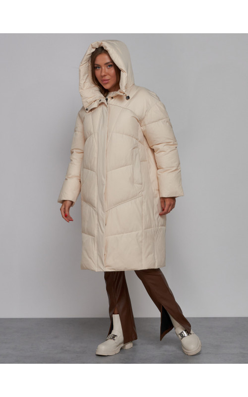 Длинный женский пуховик для зимы