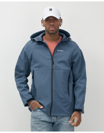 Мужская спортивная ветровка с капюшоном softshell, синяя