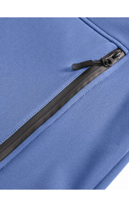 Мужская спортивная ветровка с капюшоном softshell, синяя