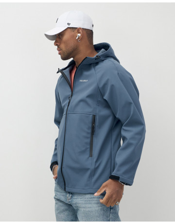 Мужская спортивная ветровка с капюшоном softshell, синяя